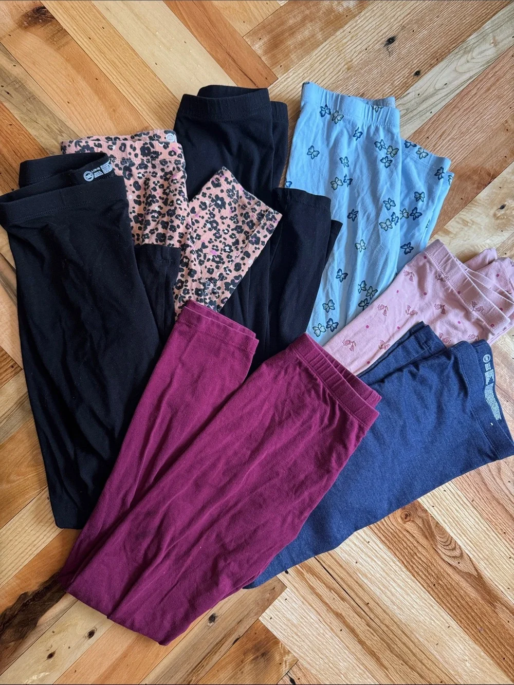 Mixed Girls Leggings Bundle of 7 - Black, Plum, Blue, Pink & Prints